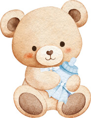 Watercolor Adorable Baby Teddy Bear