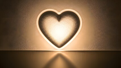 Abstract heart shape with glowing light effect and warm brown reflections