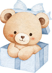 Watercolor Adorable Baby Teddy Bear