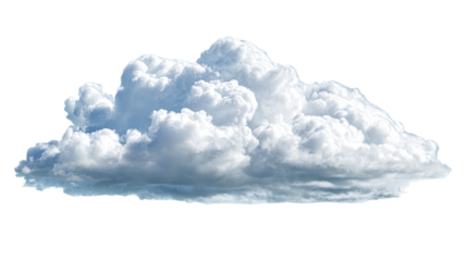 Bright blue sky with white fluffy cumulus clouds, a beautiful summer cloudscape