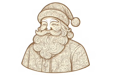 Vintage santa claus illustration with intricate folk art patterns for christmas and holiday season designs