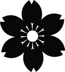 Black cherry blossom flower vector illustration japanese sakura design eps silhouette