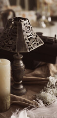 vintage old retro style lamp on a desk