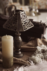 vintage old retro style lamp on a desk