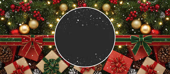 Elegant Christmas Background with Red Gift Boxes