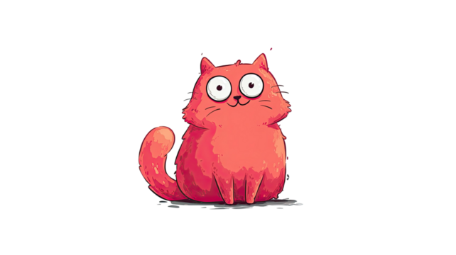 Cute cartoon vector illustration of a red cat with wide expressive eyes character with an acorn - Powered by Adobe