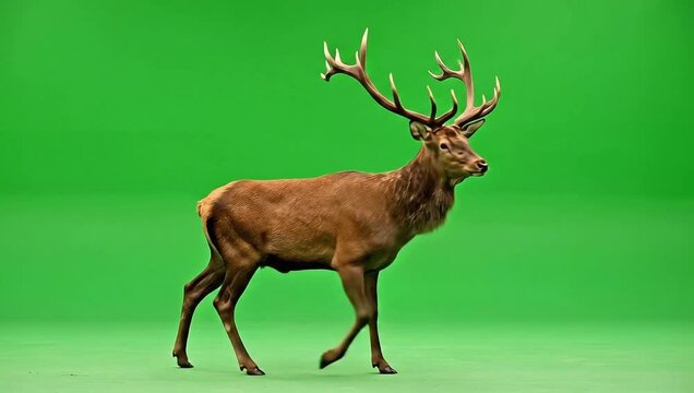 Wildlife illustration vector of a wild deer mammal silhouette with majestic antlers in the nature forest