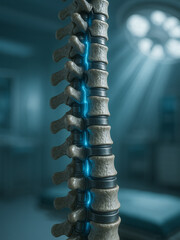 Menschliche Wirbels&auml;ule mit Nervenbahnen