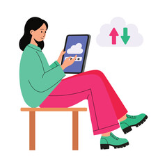 Cloud Data Login Vector Flat Illustration EPS 10 File