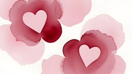 Watercolor hearts in shades of pink and red on a clean white background