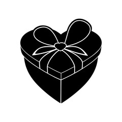Gift Box With Heart Bow Illustration