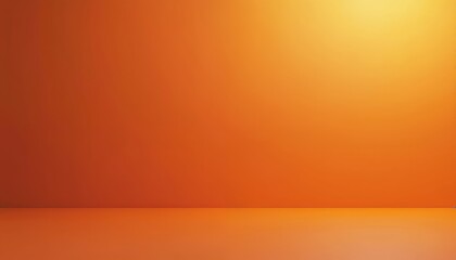 Empty studio with smooth orange and yellow gradient background and floor. Clean backdrop for product placement or creative design projects. Minimalist scene for ad campaigns.
