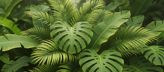 Lush Green Tropical Palm Leaf Close-up