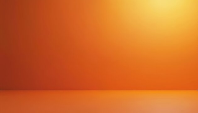 Empty studio with smooth orange and yellow gradient background and floor. Clean backdrop for product placement or creative design projects. Minimalist scene for ad campaigns.