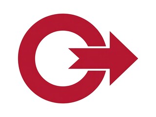 Red Circular Arrow Icon with Rightward Directional Arrow