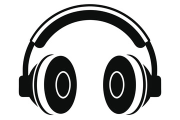 headphone silhouette line art vector illustration with a white background