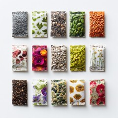 Colorful variety of natural ingredients arranged artfully.
