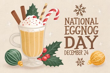 Celebrate national eggnog day on december twenty fourth with a festive holiday beverage illustration
