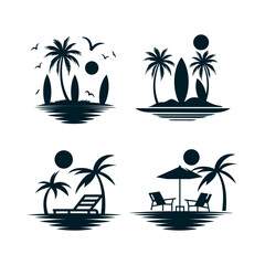 Palm Tree On The Beach By The Sea Silhouette 