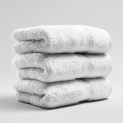 Stack of soft, white towels neatly folded and ready for use.