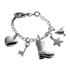 Elegant Polished Silver Charm Bracelet with Delicate Design for Jewelry Ads