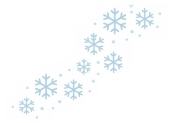 Falling snowflakes seamless pattern creating a winter weather effect on transparent background