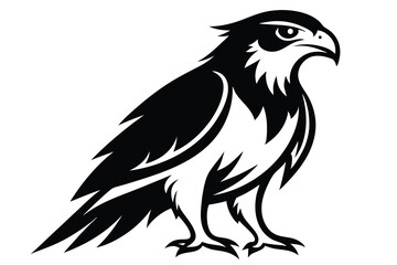 Obraz premium hawk silhouette line art vector illustration with a white background