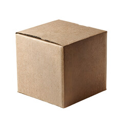 Single Simple Cardboard Box Isolated on White Background
