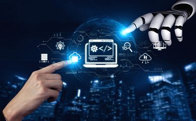 AI streamlines web development with smart coding tools, interface automation, and futuristic design systems for building efficient online platforms. Artificial intelligence spline