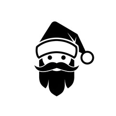Obraz premium Minimalist Santa Claus Face Icon Black and White Vector