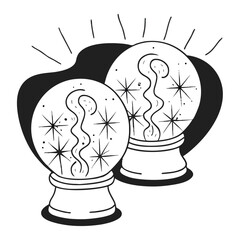 Two light bulbs illuminating in mysterious background, generating ideas, inspiration and photons.