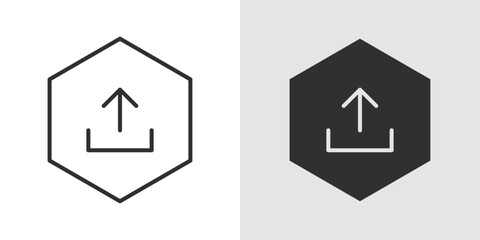 Upload Icon showing an arrow pointing upward into a tray or cloud, representing file uploading, data transfer, and cloud storage.