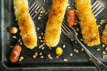 Delicious Fried Cheese Sticks with Sausages, Beer, and Salad