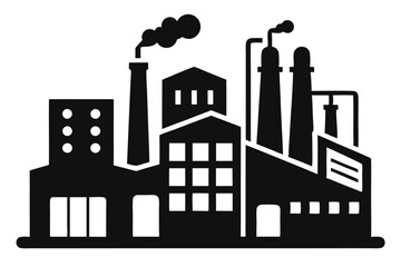 Fototapeta premium factory silhouette line art vector illustration with a white background