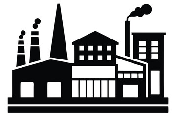 Fototapeta premium factory silhouette line art vector illustration with a white background
