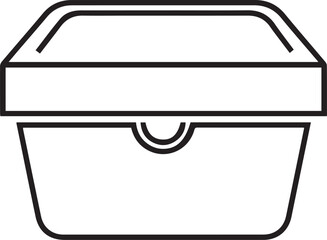 Lunchbox Container: Clean-lined illustration of a sealed lunchbox, symbolizing convenience and freshness. This simple graphic captures the essence of portability and meal prep.