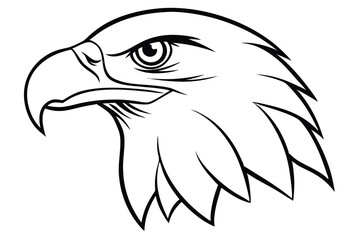 eagle head silhouette line art vector illustration with a white background