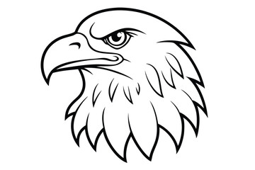 eagle head silhouette line art vector illustration with a white background