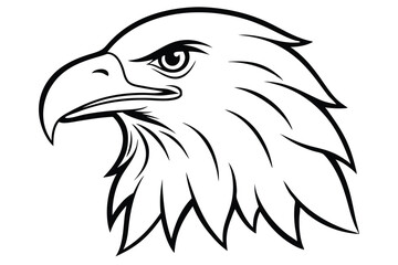 eagle head silhouette line art vector illustration with a white background