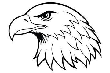 eagle head silhouette line art vector illustration with a white background