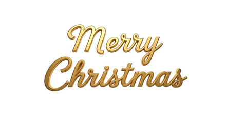 Golden Christmas Greeting Card Design for Advertising Campaign in Gold Metallic Alphabets, 3D Render Illustration on transparent Background. 
