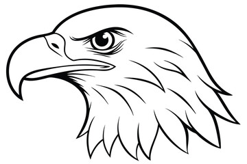 eagle head silhouette line art vector illustration with a white background