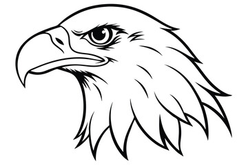eagle head silhouette line art vector illustration with a white background