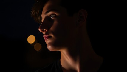 upper. A person in deep thought, illuminated by soft side lighting in a late night setting. wellbeing guides, coaching materials, designed for mental health education and mindfulness programs.