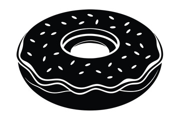 donut silhouette line art vector illustration with a white background