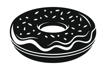 donut silhouette line art vector illustration with a white background