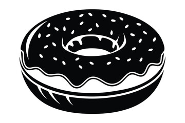 donut silhouette line art vector illustration with a white background