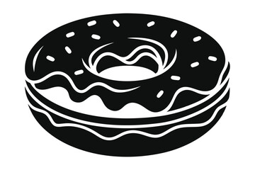 donut silhouette line art vector illustration with a white background