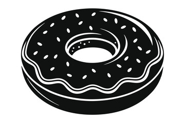 donut silhouette line art vector illustration with a white background