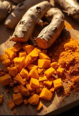 Sliced ​​turmeric.